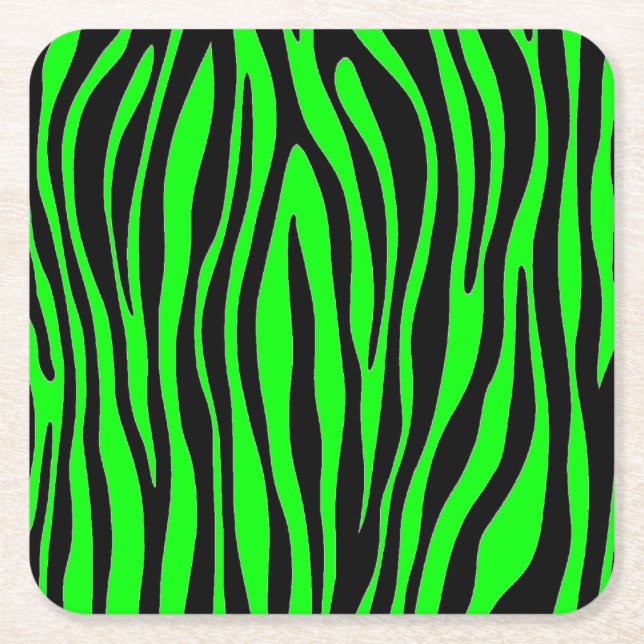 Posavasos Cuadrado De Papel Lime Green Zebra (Anverso)