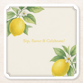 Posavasos Cuadrado De Papel Limón acuático