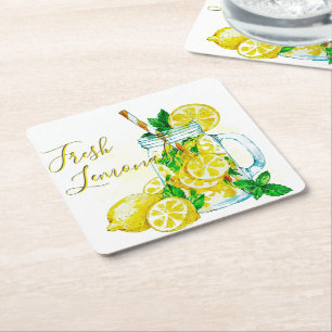 Posavasos Cuadrado De Papel Limonada 