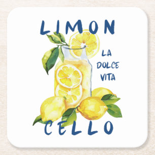 Posavasos Cuadrado De Papel Limoncello Italia –La Dolce Vita Fiesta de Limón d
