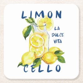 Posavasos Cuadrado De Papel Limoncello Italy –La Dolce Vita Lemon Summer Party