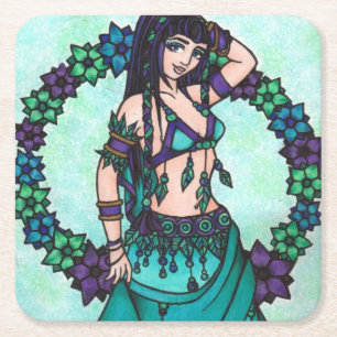 Posavasos Cuadrado De Papel Lina Belly Dancer