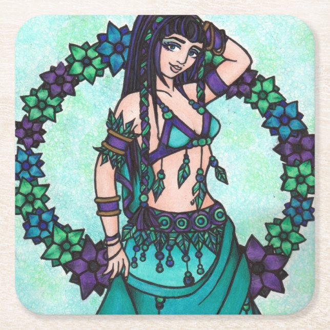 Posavasos Cuadrado De Papel Lina Belly Dancer (Anverso)