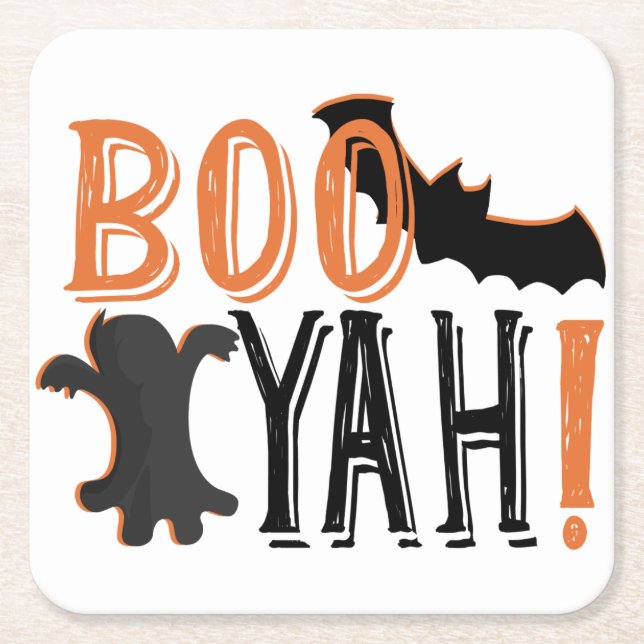 Posavasos Cuadrado De Papel lindo booyah halloween (Anverso)