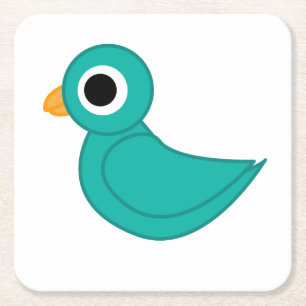 Posavasos Cuadrado De Papel Lindo pájaro azul