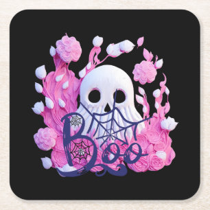 Posavasos Cuadrado De Papel lindo paquete fantasma de Halloween