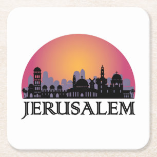 Posavasos Cuadrado De Papel Línea aérea de Jerusalén - Viajes de Israel