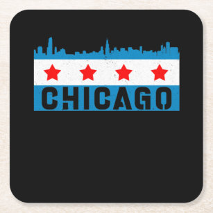 Posavasos Cuadrado De Papel Línea aérea de la bandera de Chicago