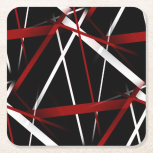 Posavasos Cuadrado De Papel Línea Urbana Geometría Moderna Negro Blanco Rojo