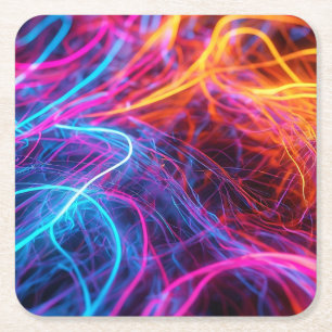 Posavasos Cuadrado De Papel Líneas de Neon