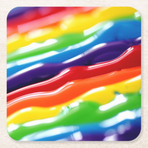 Posavasos Cuadrado De Papel Líneas de pintura de color brillante
