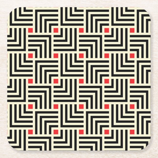 Posavasos Cuadrado De Papel Líneas geométricas modelo (Anverso)