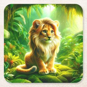Posavasos Cuadrado De Papel Lion Cub