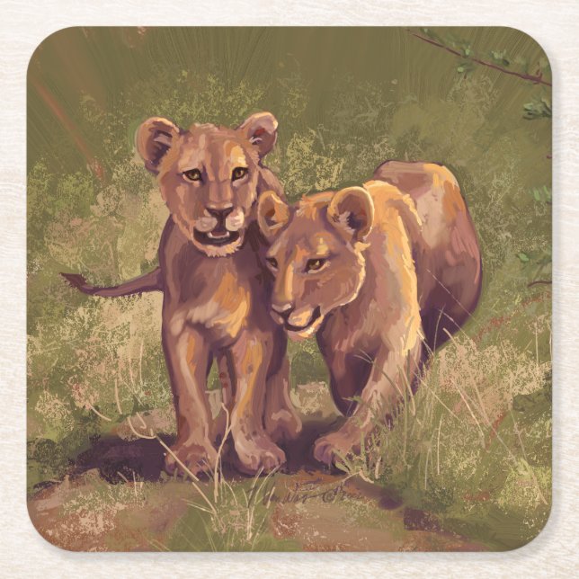 Posavasos Cuadrado De Papel Lion Cubs (Anverso)