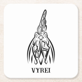 Posavasos Cuadrado De Papel Lista tribal negra y blanca