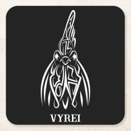 Posavasos Cuadrado De Papel Lista tribal negra y blanca