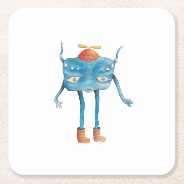 Posavasos Cuadrado De Papel Little Alien Pi (Anverso)