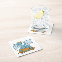 Posavasos Cuadrado De Papel Little Blue Dragon