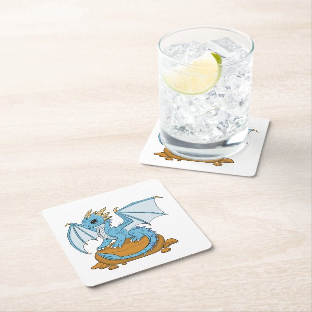 Posavasos Cuadrado De Papel Little Blue Dragon (In situ)