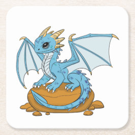 Posavasos Cuadrado De Papel Little Blue Dragon