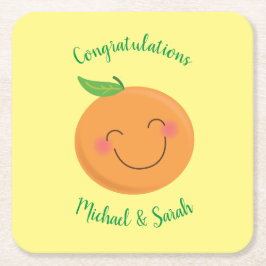 Posavasos Cuadrado De Papel Little Cutie Tangerine Baby Shower