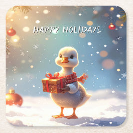 Posavasos Cuadrado De Papel Little Duck Holiday Paper Coaster