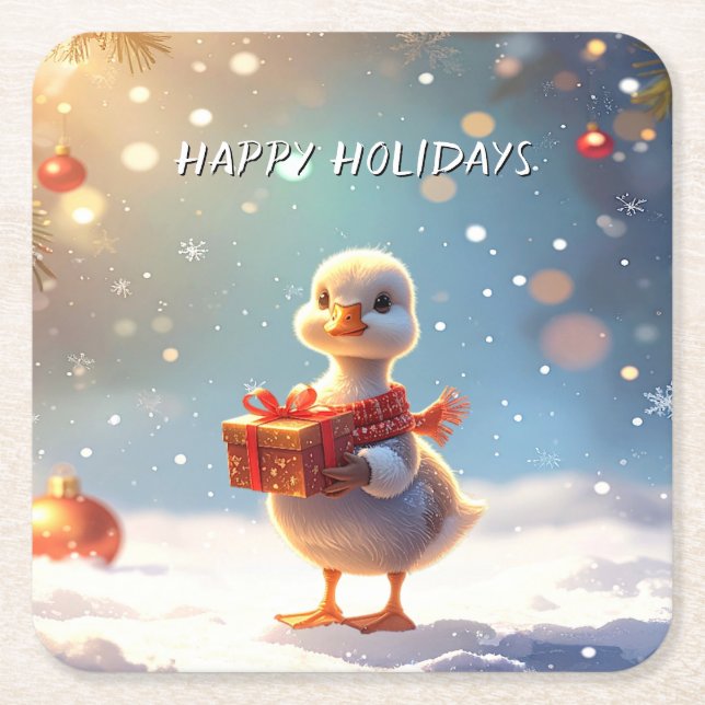 Posavasos Cuadrado De Papel Little Duck Holiday Paper Coaster (Anverso)