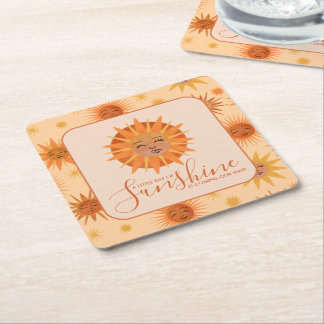 Posavasos Cuadrado De Papel Little Ray of Sunshine Watercolor Baby Shower