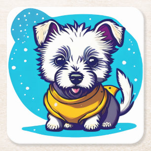 Posavasos Cuadrado De Papel Little Westie