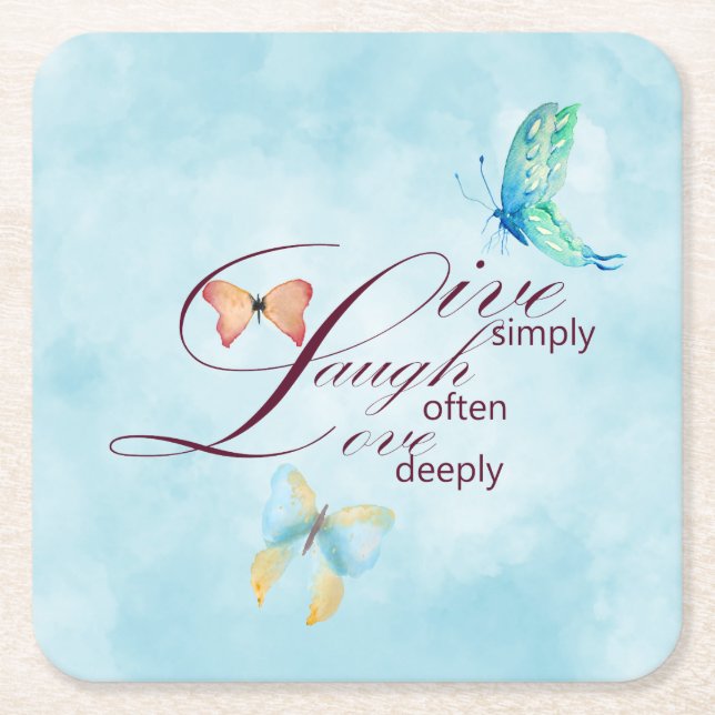 Posavasos Cuadrado De Papel Live Lauder Love Butterflies   (Anverso)
