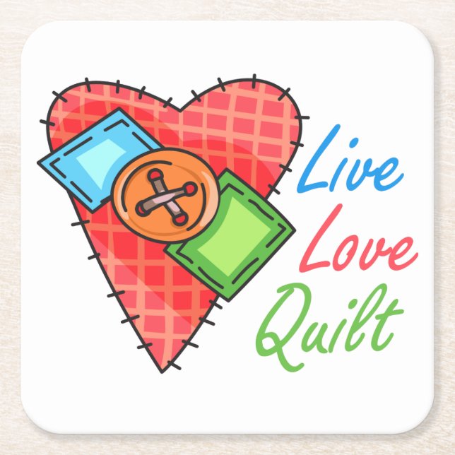 Posavasos Cuadrado De Papel Live Love Quilt (Anverso)