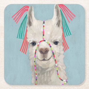 Posavasos Cuadrado De Papel Llama adornada - blanco