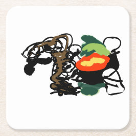 Posavasos Cuadrado De Papel Llama alegría