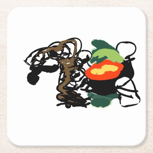 Posavasos Cuadrado De Papel Llama alegría (Anverso)