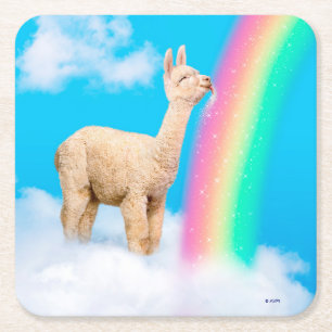 Posavasos Cuadrado De Papel Llama: Arcoiris golpeando