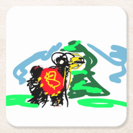 Posavasos Cuadrado De Papel Llama  fun  