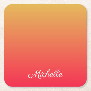 Posavasos Cuadrado De Papel Llama personalizada roja y amarilla oscura