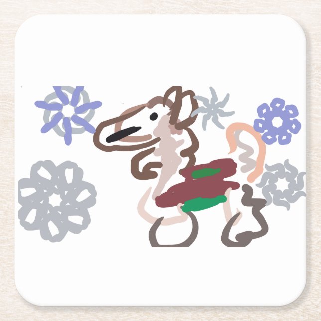 Posavasos Cuadrado De Papel Llama winter fun (Anverso)