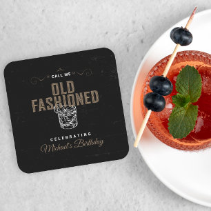 Posavasos Cuadrado De Papel Llámame Antiguo Cóctel Whiskey Fashion Cumpleaños
