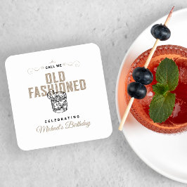 Posavasos Cuadrado De Papel Llámame Antiguo Fashion Retro White Whiskey Cumple