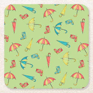 Posavasos Cuadrado De Papel Lluvia de primavera I