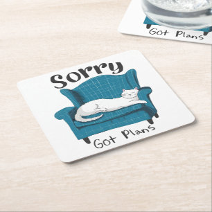 Posavasos Cuadrado De Papel Lo siento, tengo planes Regalo divertido para aman