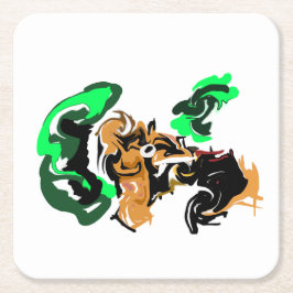 Posavasos Cuadrado De Papel Lobo alegría de invierno