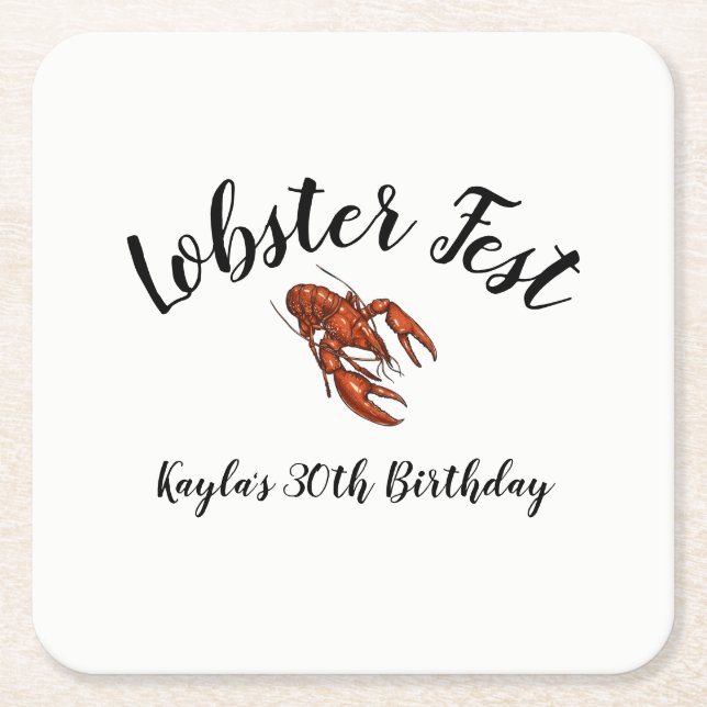 Posavasos Cuadrado De Papel Lobster Fest (Anverso)