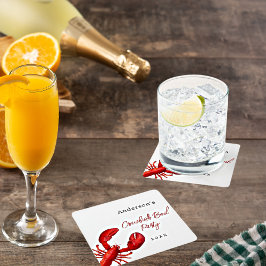 Posavasos Cuadrado De Papel Lobster grofish hervir fiesta blanco rojo