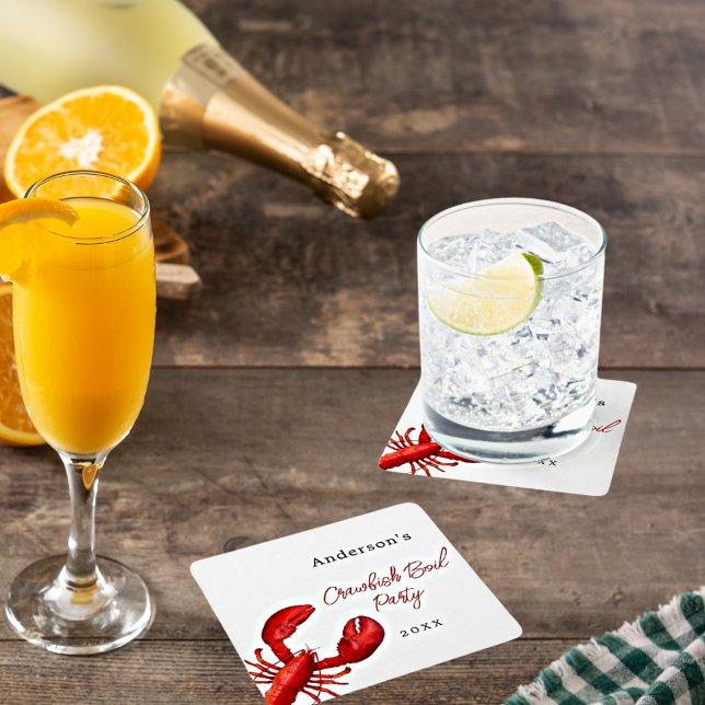 Posavasos Cuadrado De Papel Lobster grofish hervir fiesta blanco rojo (Subido por el creador)