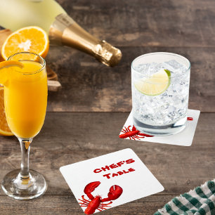 Posavasos Cuadrado De Papel Lobster grofish hervir fiesta blanco rojo