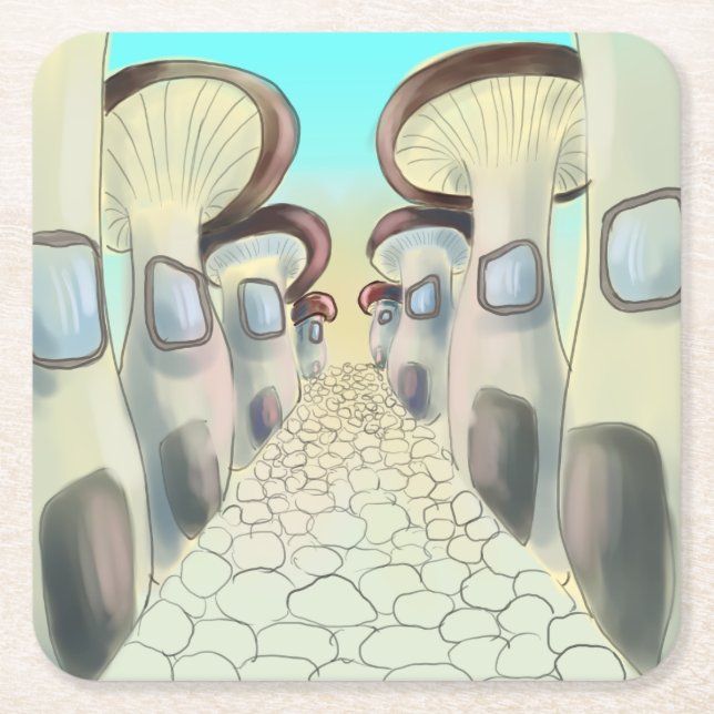 Posavasos Cuadrado De Papel Localización de hongos (Anverso)