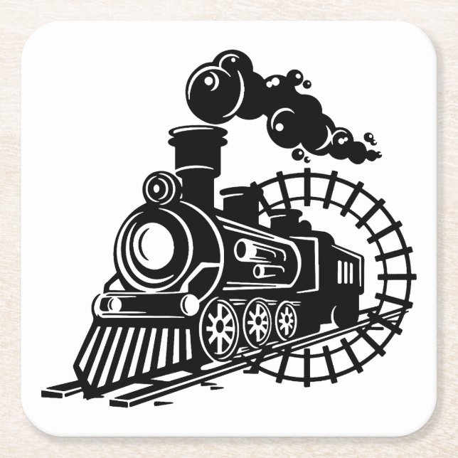 Posavasos Cuadrado De Papel Locomotora de tren de motor de vapor muy ventilado (Anverso)