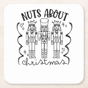 Posavasos Cuadrado De Papel Locos por la Navidad Funny Navidad Cascanueces